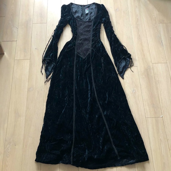 Lip Service Dresses & Skirts - Rare Vintage Lip Service Gothic Velvet Maxi Dress in Black Size S Made in USA